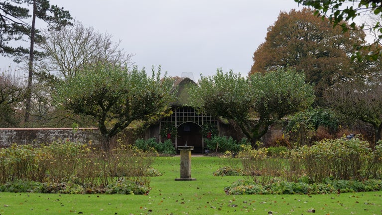 A view of the walled garden at Baddesley Clinton, Warwickshire, in the winter